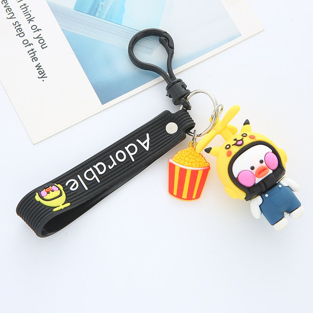 Móc khóa hình vịt con đội nón bảo hiểm xinh xắn