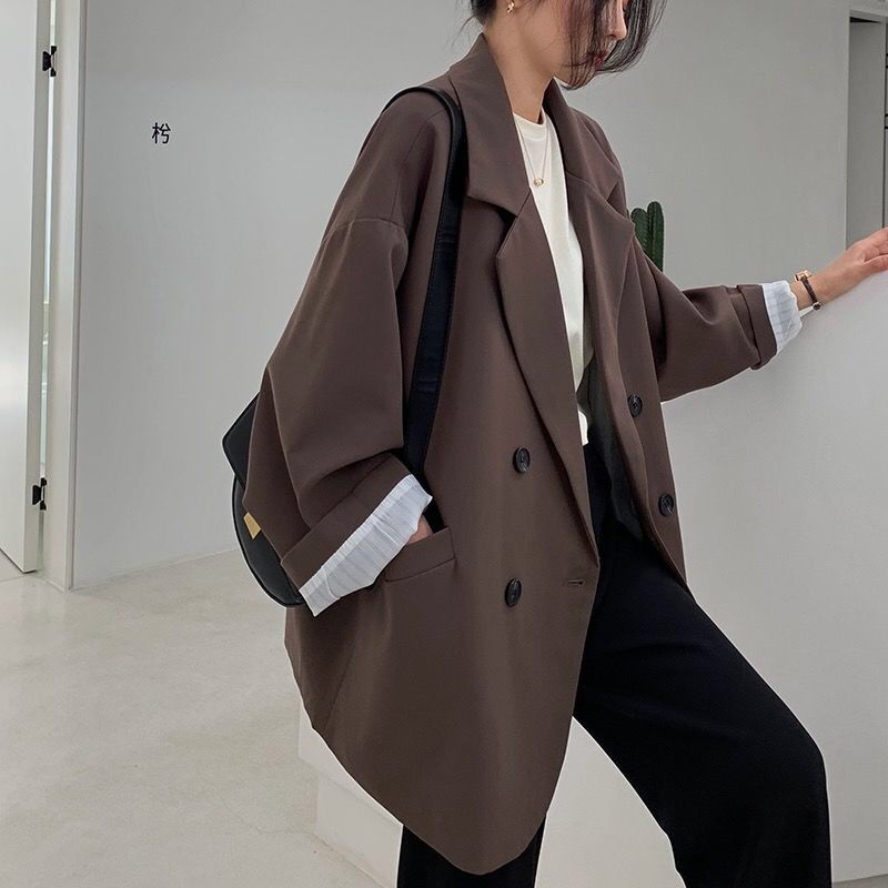 Áo khoác Blazer nữ dáng dài form rộng màu trơn vải 2 lớp dày dặn phong cách Hàn Quốc - Tiktik | BigBuy360 - bigbuy360.vn