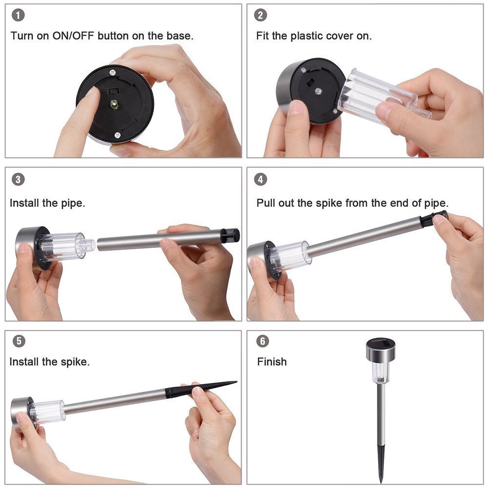 Đèn Led Năng Lượng Mặt Trời Bằng Thép Không Gỉ Chống Thấm Nước Trang Trí Sân Vườn