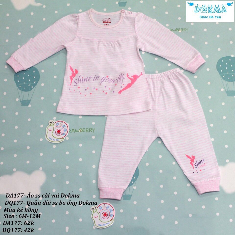 (DA177) Dokma- bộ sơ sinh cài vai bé trai sz 6-12m