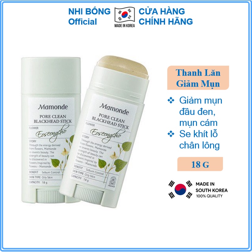 Thanh lăn hỗ trợ giảm mụn đầu đen Mamonde Pore Clean Blackhead Stick Hàn Quốc 100ml