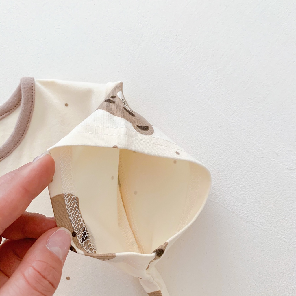 Bộ Áo Liền Quần In Hình Gấu + Mũ Dáng Rộng Tay Ngắn Thời Trang Mùa Hè Cho Bé Trai