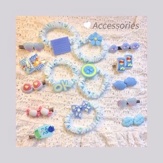 Kẹp tóc, dây buộc tóc cute tone xanh