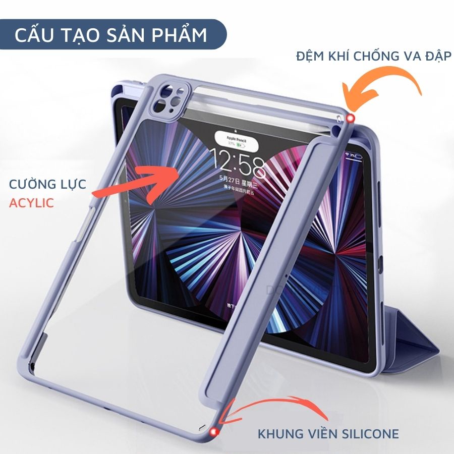 [DIY Bản Pro] Bao Da Ipad Magnetic Glass Shell, Phiên Bản Nam Châm Tháo Rời