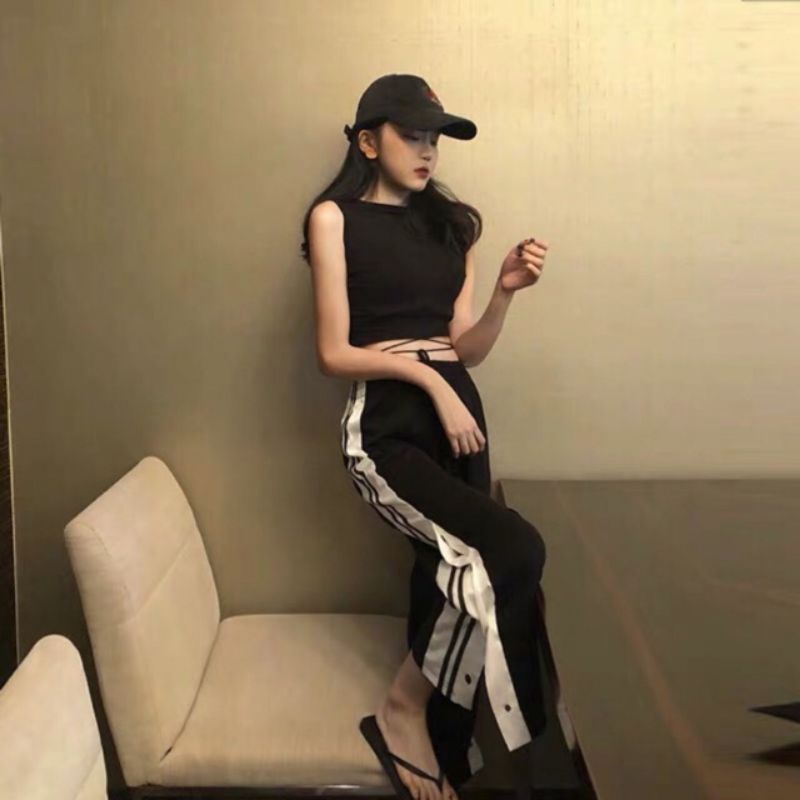 Quần cúc bấm,Quần jogger thể thao 16 nút viền trắng cao cấp,Quần ống rộng unisex CÚC POLY thời trang ullzzang kèm video