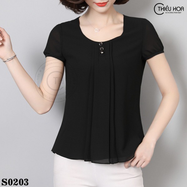 Áo Kiểu Voan Sang Trọng Thời Trang Trung Niên Thiều Hoa S0203