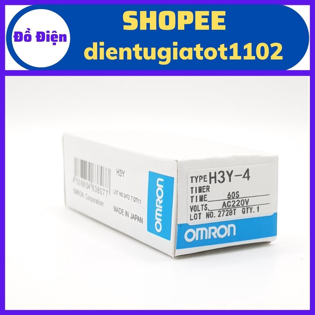 Rơ le 220V 60 giây, Relay thời Gian 220V 60S, H3Y-4, rơ le thời gian, relay omron