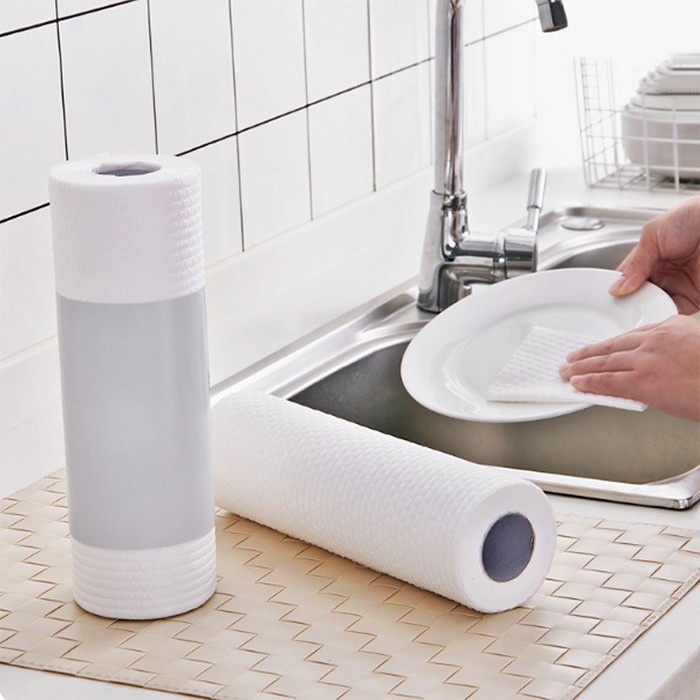 Cuộn 50 giấy lau Lazy Rag không bị xù có thể tái sử dụng (25x25cm)