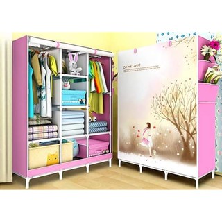 Tủ vải đựng quần áo 3d 3 buồng 8 ngăn