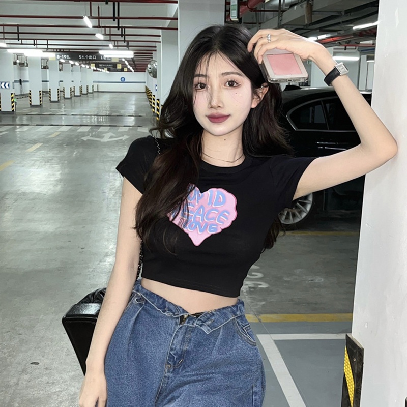 Áo Thun Tay Ngắn Cổ Tròn Màu Trơn In Chữ Vui Nhộn Thời Trang Mùa Hè 80s Cho Nữ