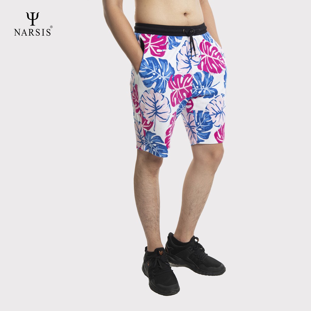 Quần Short nam Narsis S0006 in họa tiết lá xanh