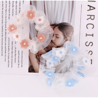 (Xả kho) 2 SCRUCHIES VOAN THÊU HOA CÚC