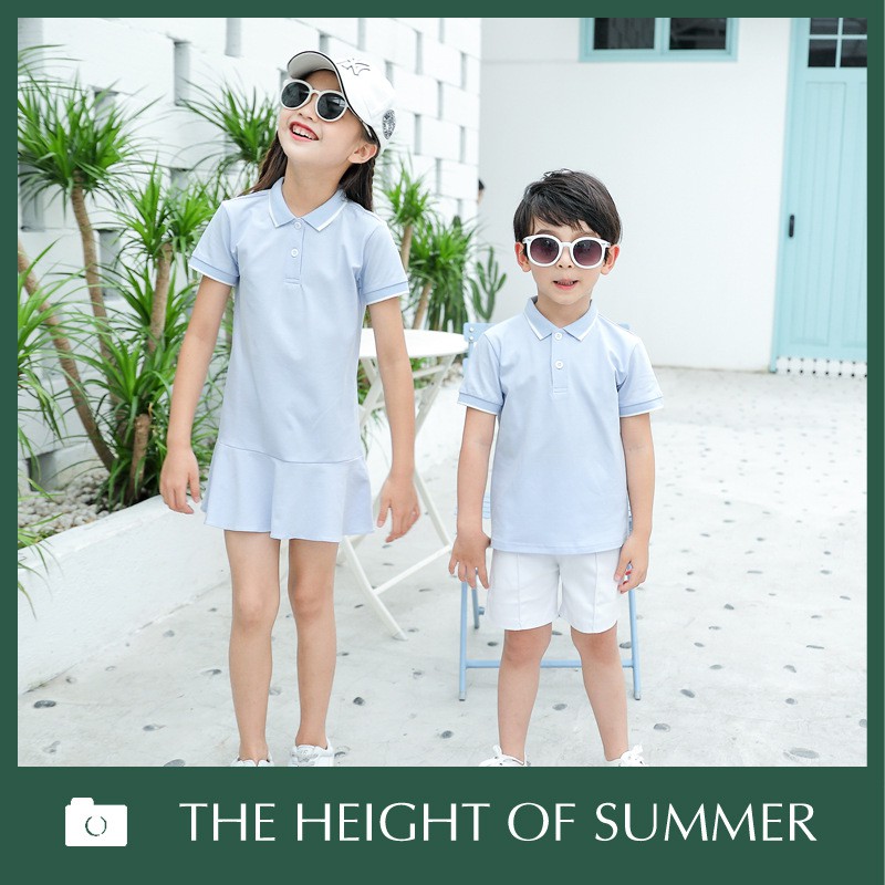 Set áo gia đình  Đồ gia đình áo thun màu xanh dương nhẹ đi chơi đi biển du lịch phong cách
