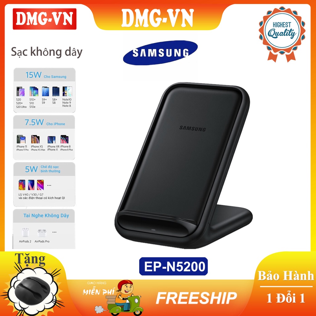 Đế Sạc Không Dây Samsung EP-N5200  Max 15W Cho Samsung Note 10 Note 20 S20 S10 S9 S8 iPhone 12 11 Pro XS X 8P Vâng