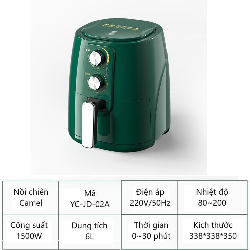 NỒI CHIÊN KHÔNG DẦU CAMEL 6L ( BẢO HÀNH 12 THÁNG )