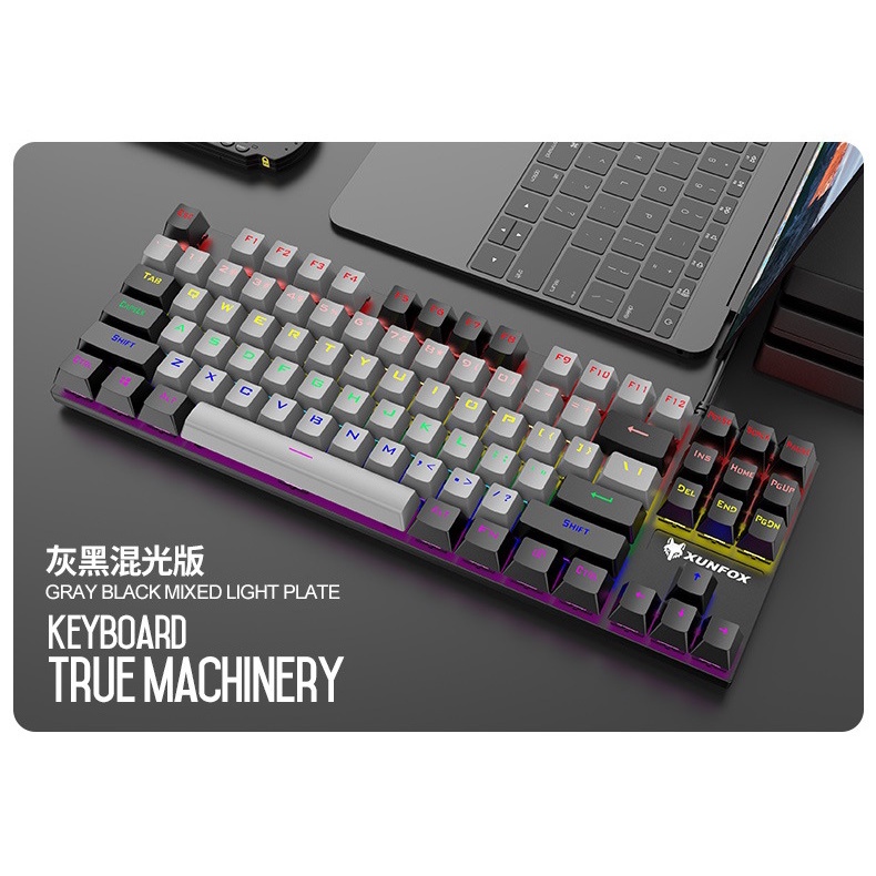 Bàn phím cơ Gaming K80 full Led nhiều chế độ có dây trục màu xanh, dùng cho laptop máy tính cây chơi game