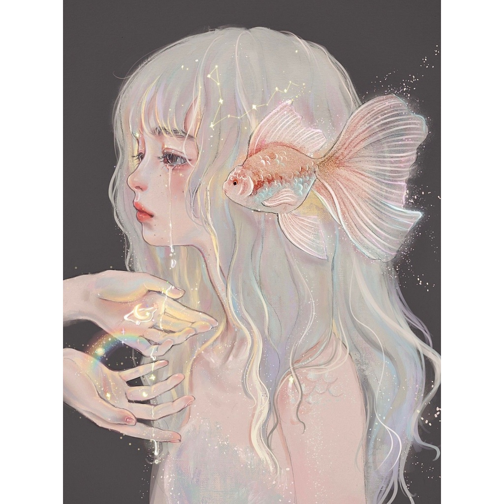 Tranh đính đá tự làm giá rẻ in theo yêu cầu 30x40cm, tranh đính đá phong cảnh Anime 5D