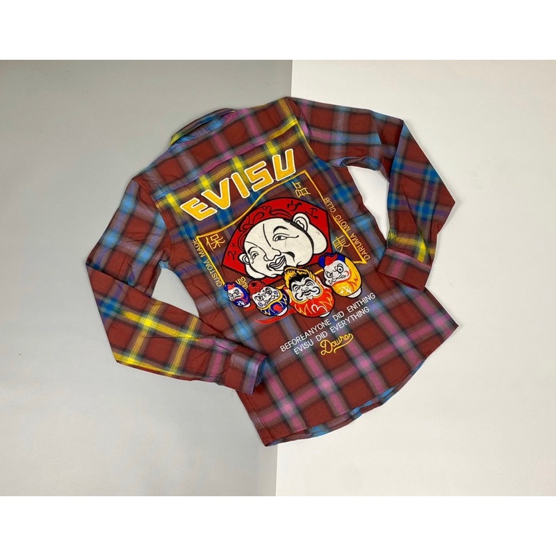 Áo Sơ Mi Kẻ Loang Thêu Hình EVISU Hàng Siêu Cấp | BigBuy360 - bigbuy360.vn