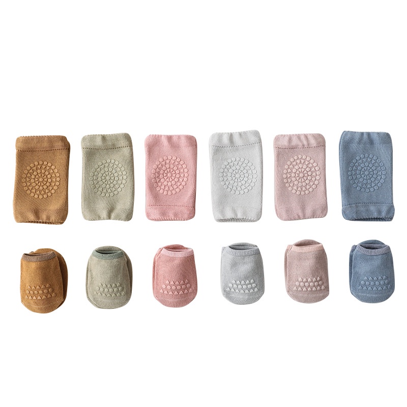 Bộ Đệm Bảo Vệ Đầu Gối + Vớ Chống Trượt Cho Bé Tập Bò