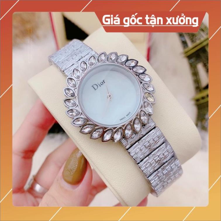 Sale Đồng Hô Đeo Tay Cao Cấp, Đồng Hồ Nữ Đẹp Thời Trang DIOR dây mành dáng lắc tay mặt kim loại đính đá