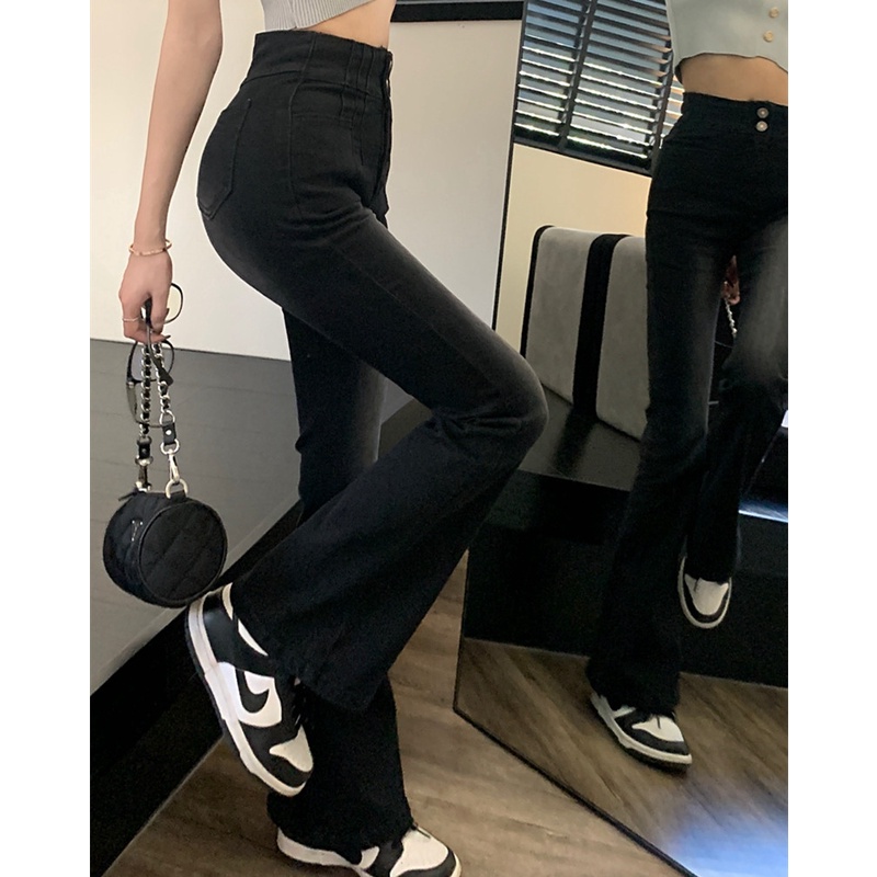 Quần Jeans Nữ Lưng Cao Ống Loe Thời Trang