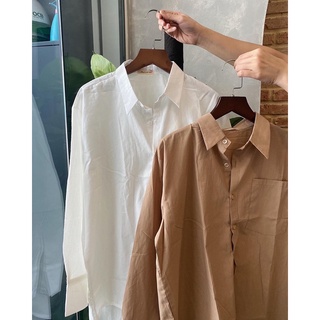 Sơ mi oversize vạt bầu một túi