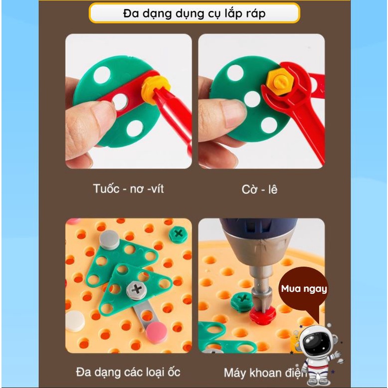 Bộ Đồ Chơi Lắp Ráp Cao Cấp Bé làm Kĩ Sư - Có Khoan Điện , Tua Vít, Cờ Lê - Đồ chơi Trí Tuệ
