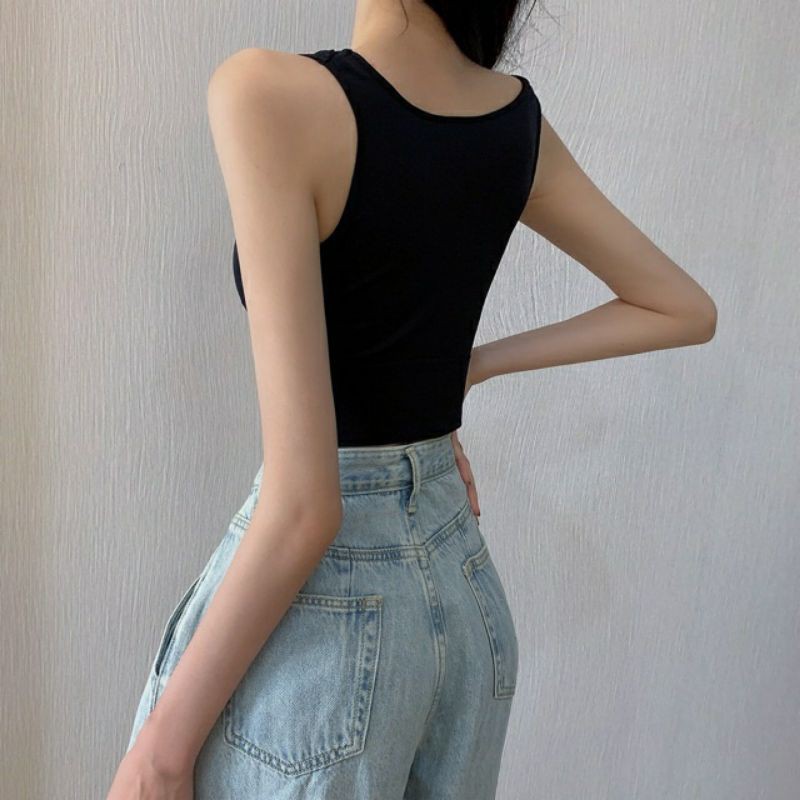 Áo Thun Cotton Ba Lỗ Croptop _ Áo Tập Yoga Mã 8862