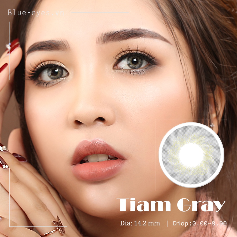 &lt;Lens  giãn nhẹ màu xám  vân xáy cá tính&gt;Kính áp tròng Hàn Quốc BLUE EYES TIAM GRAY - Lens cận thời trang made in korea