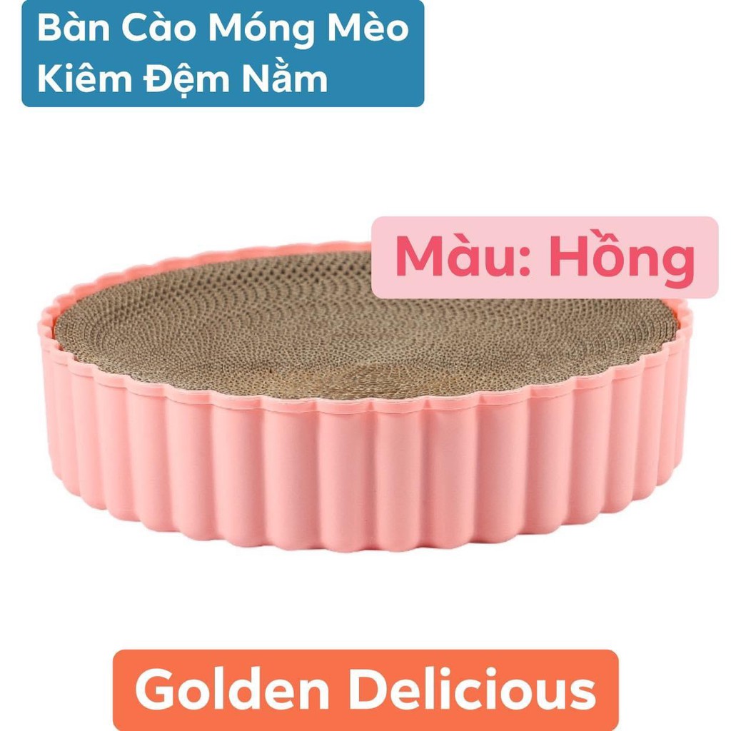 Bàn Cào Móng Hình Tròn Kiêm Đệm Nằm Cho Mèo Size Lớn 39cm (Có Lõi Thay Thế Tiết Kiệm) - Ảnh Thật Sản Phẩm Kèm Người Mẫu