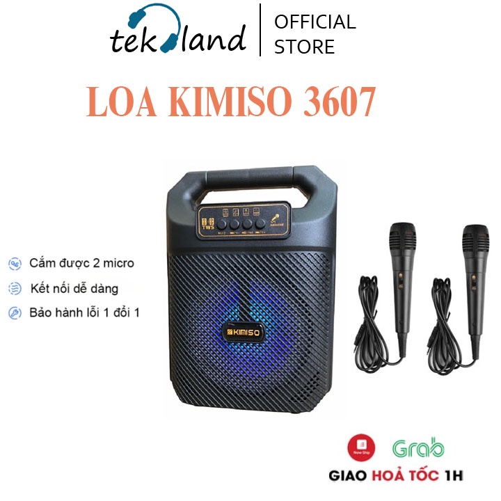 [tặng kèm mic]Loa bluetooth mini karaoke KIMISO QS3607 có đèn led  âm thanh chuẩn speaker