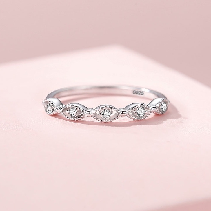 Nhẫn Đá Trắng Dải Nhỏ Thời Trang Âu Mỹ Nhẹ Nhàng Lịch Thiệp N2652 Bảo Ngọc Jewelry