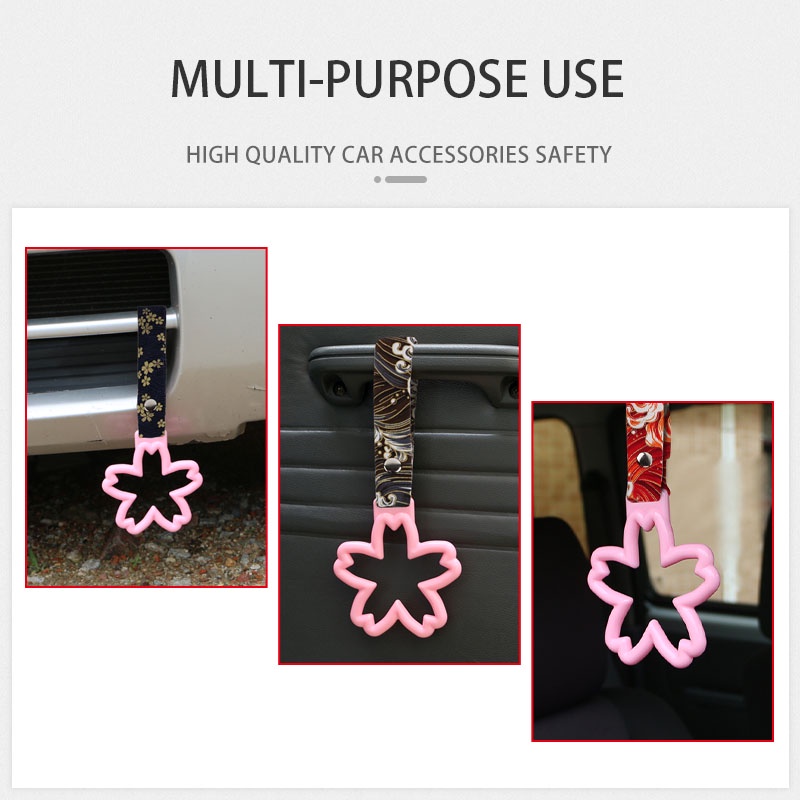 JDM Sakura Ô Tô vòng đệm cảnh báo Kiểu Nhật Bản Tsurikawa Xe Hơi Roof Handle Strap Charm 1chiếc Thông Dụng vòng kéo xe trang trí phụ kiện ô tô