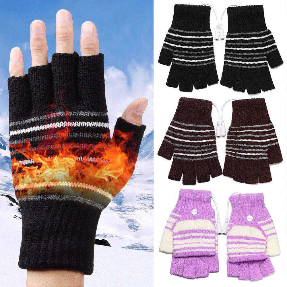 BSUNS Găng Tay Dệt Kim Hở Ngón Giữ Ấm Cho Nam Nữ