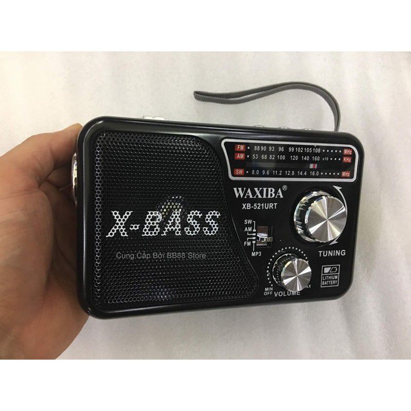 Máy nghe nhạc kiêm đài Radio FM Waxiba XB-521URT- Đài FM 521 có hỗ trợ thẻ nhớ TF và USB có đèn pin - Giá Sốc