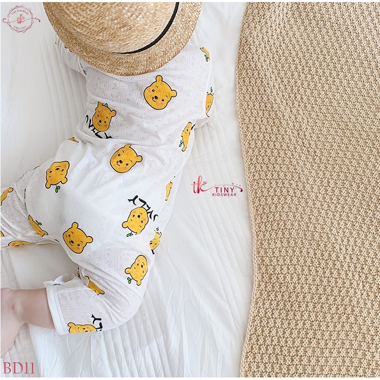 Bộ đồ dài tay vải cotton thông hơi áo liền quần hè thu, bodysuit dài tay hè thu cho bé trai, bé gái từ 3-13kg [BD11]