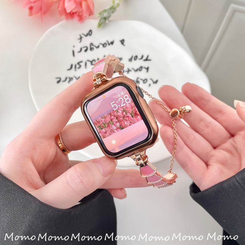 Dây Đồng Hồ Bằng Thép Không Gỉ 45mm 41mm 40mm 44mm Dành Cho iWatch 7 5 4 3 6 SE