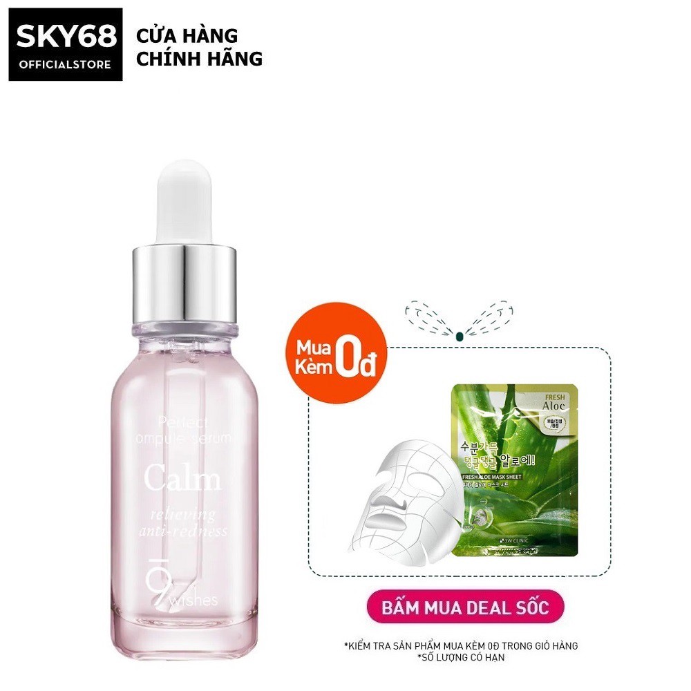 Tinh Chất Cô Đặc Giảm mụn, Làm Dịu Da 9 Wishes Calm Ampule Relieving Anti-Redness Serum 25ml