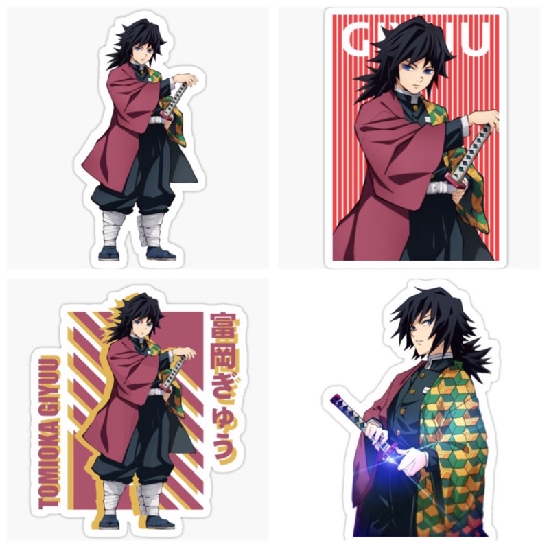 Sticker/hình dán Tomioka Giyuu 30-60 cái ép lụa/ảnh Sticker Thủy trụ Kimetsu no yaiba