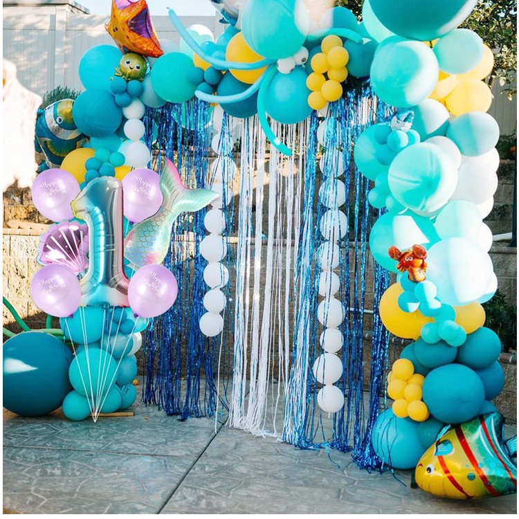 Bong bóng lá nhôm 32 inch hình nàng tiên cá khủng long dùng trang trí tiệc sinh nhật cho bé