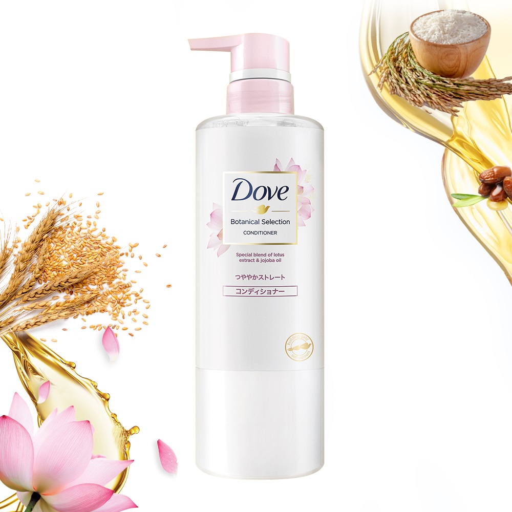 Kem Xả Dove Botanical Selection Giúp Tóc Bóng Mượt Từ Hoa Sen &amp; Dầu Jojoba 500g