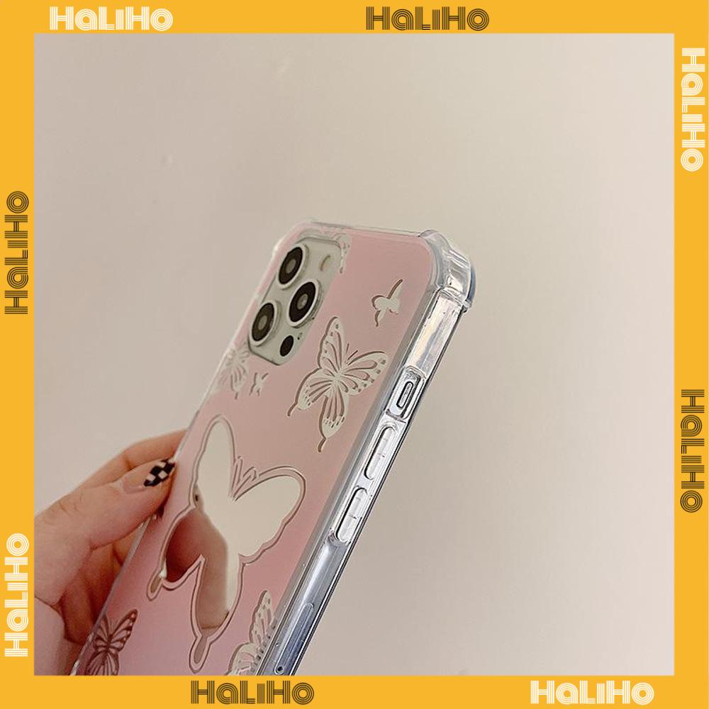 Ốp điện thoại acrylic HD gương laser in bướm hồng thích hợp cho iPhone 11 13 Pro Max 12 Pro Max 7 Plus iPhone xr xs
