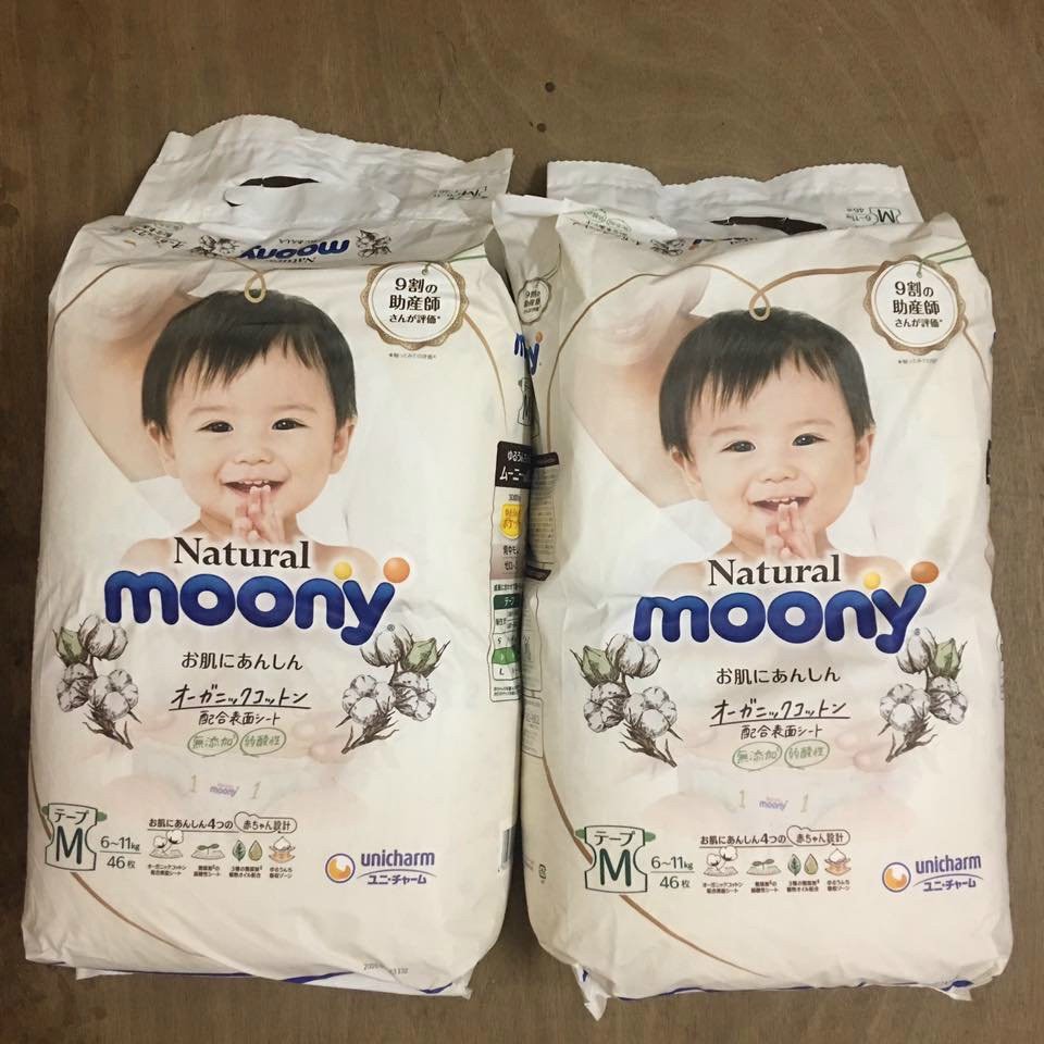 Bỉm - Tã dán Moony Natural size M 46 miếng (Cho bé 6 - 11kg) Nội địa nhật