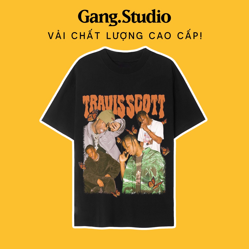Áo thun Travis Scott Vintage Hiphop tay lỡ vải cao cấp phong cách nặng động, form siêu đẹp in hình R