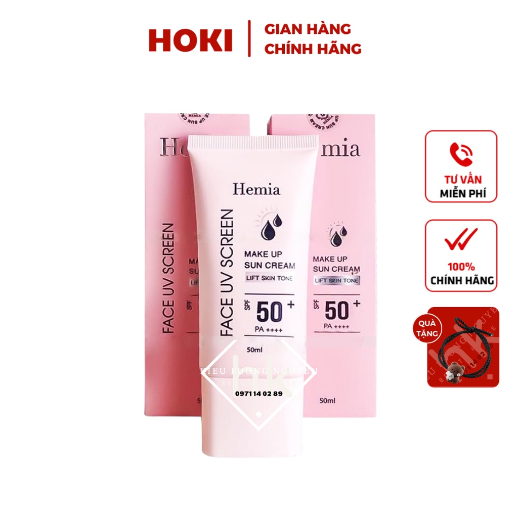 Kem chống nắng HEMIA dưỡng trắng nâng tone SPF50+ 100% tự nhiên, Thấm mướt nhanh, mịn màng nhập khẩu chính hãng Hàn Quốc