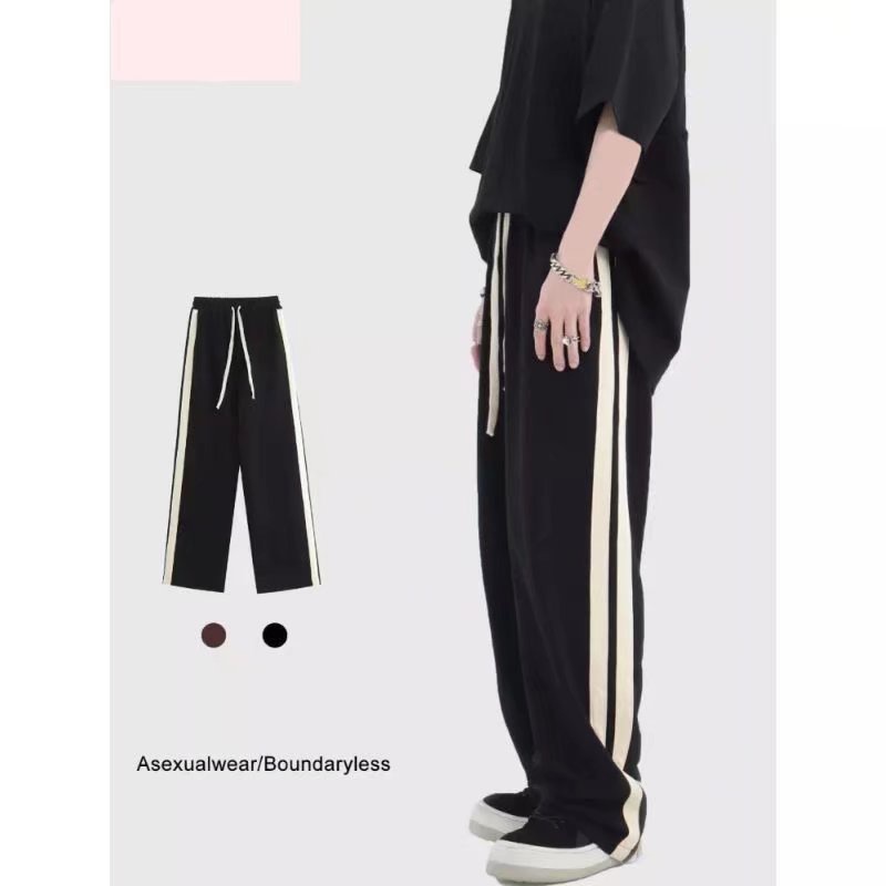 Quần Dài Dáng Rộng Suông Kẻ Sọc Bên Hông Thoải Mái Thời Trang Phong Cách Hàn Quốc Cho Nam Size M-3XL