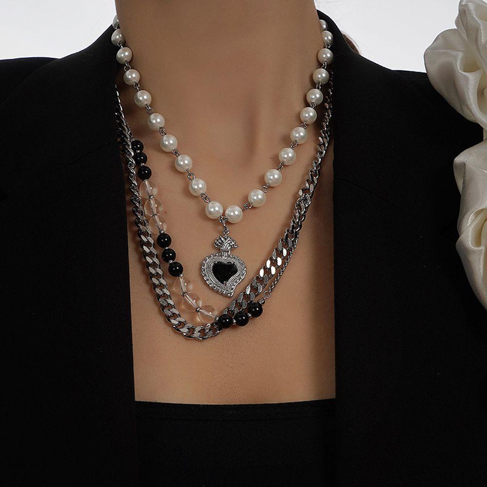 1 Vòng cổ Hai Lớp Mặt Trái Tim Thời Trang Dành Cho Nữ