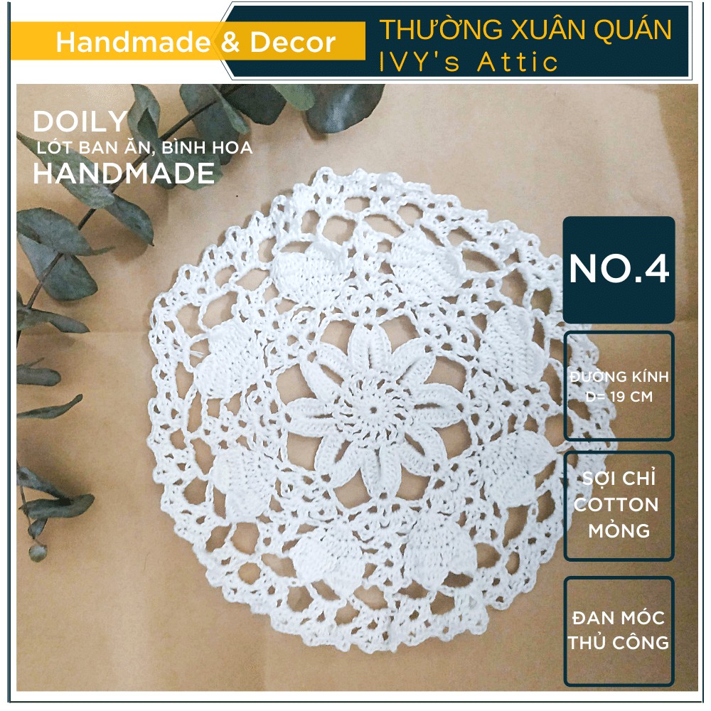 Lót bàn ăn, bình hoa handmade sợi cotton mềm mỏng đan tay thủ công