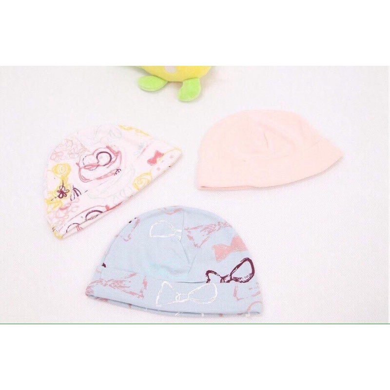 Mũ sơ sinh set 3c cotton mềm bé trai bé gái [ babyboo]