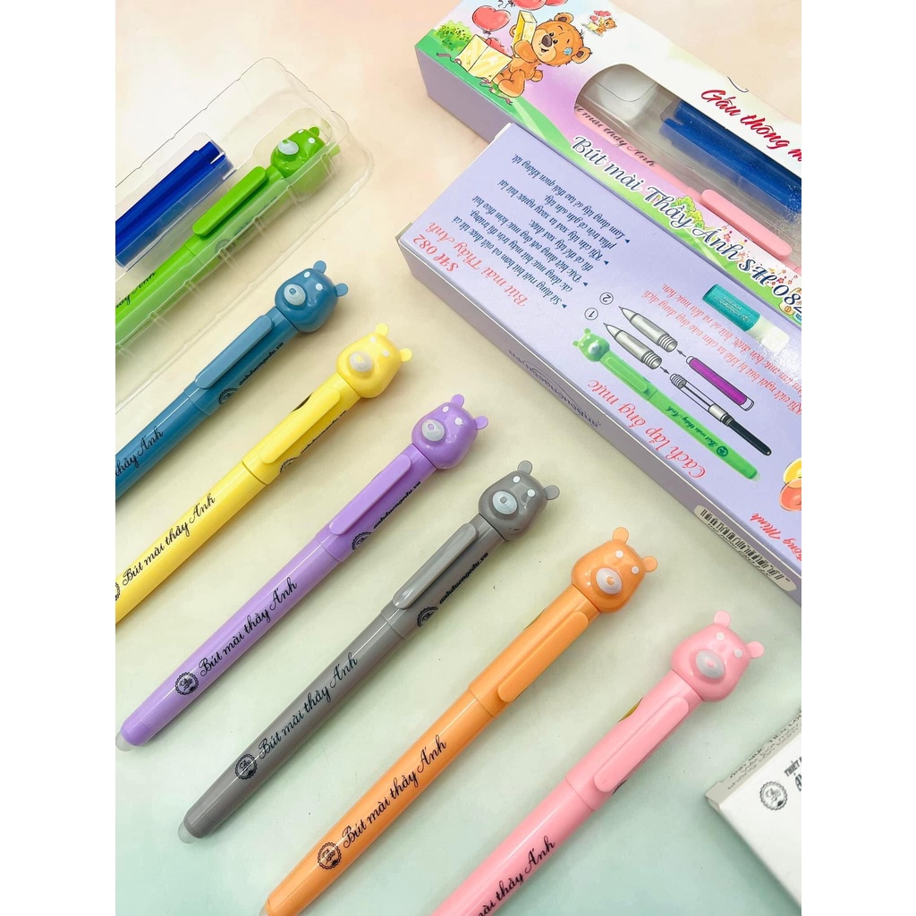 Bút Máy Xóa Được Gấu Thông Minh Bút Mài Thầy Ánh Bút Sh 082- Ngòi Kim Tinh Êm Trơn